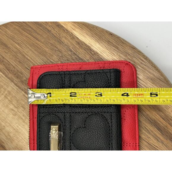 Betsey Johnson Wristlet Wallet Heart Quilted Zip Strap Floral Black Red Gold - Picture 6 of 13